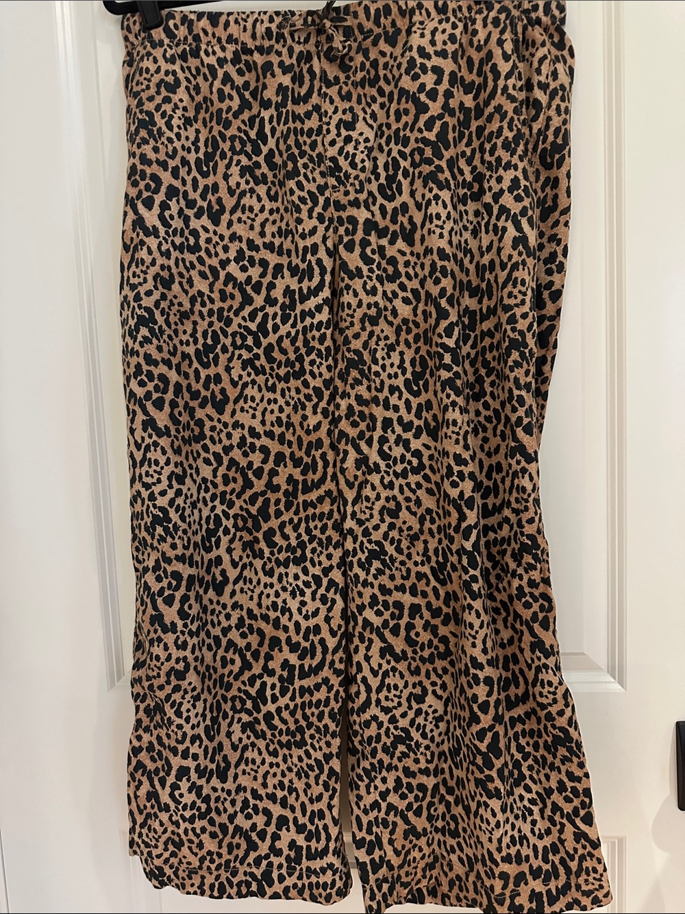 GAP FACTORY Linen blend Leopard Print Wide Leg Pants size Large Petite